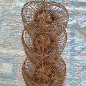 Vintage Trio of Heart Shaped Wicker Wall Decor